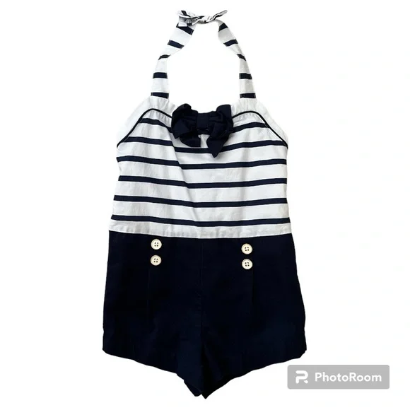 Janie and Jack nautical striped halter romper 3T - Picture 1 of 4